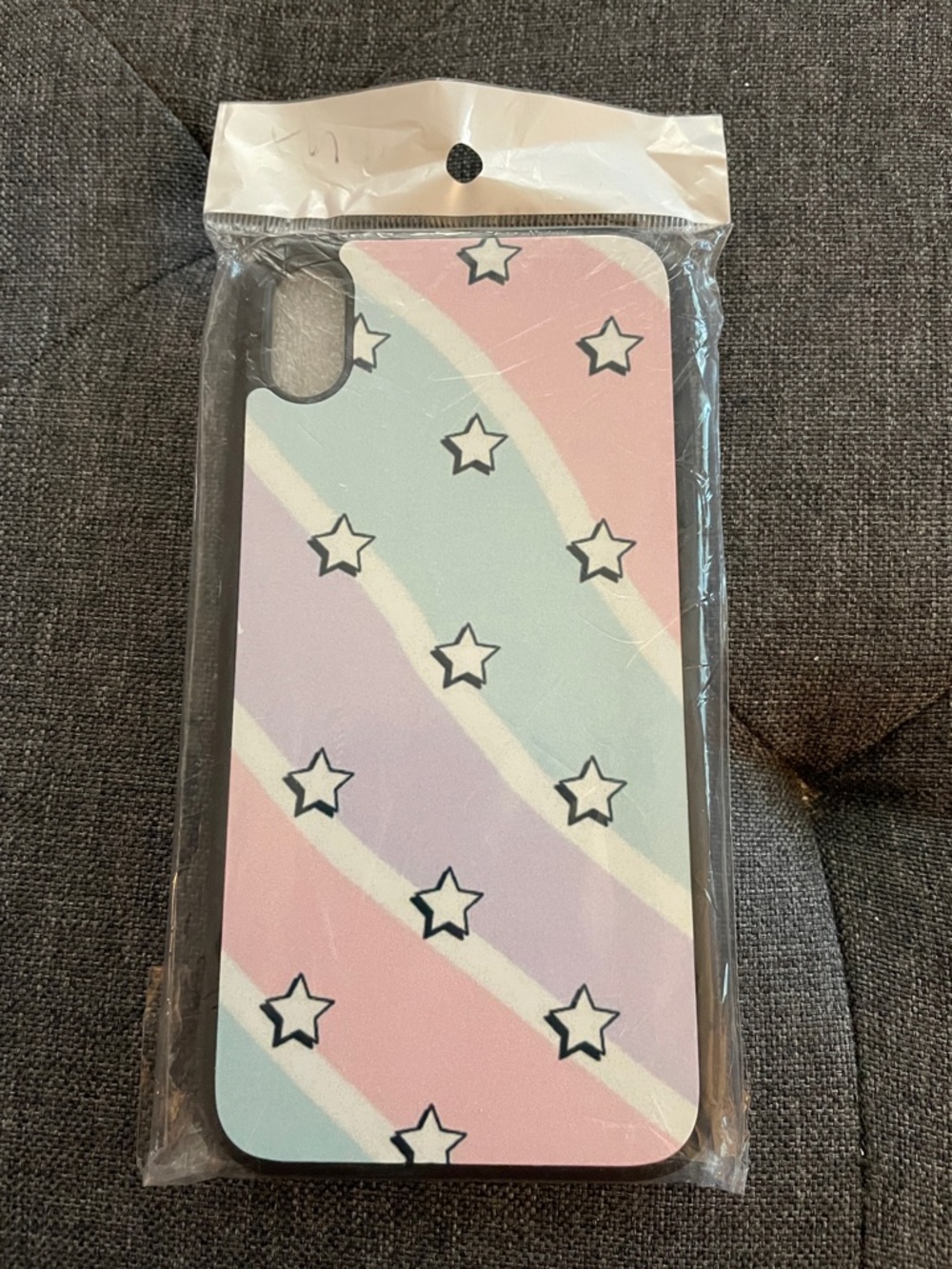 Custom Designed Pastel Star Pattern iPhone XR Case - Pink & Light Blue, NEW